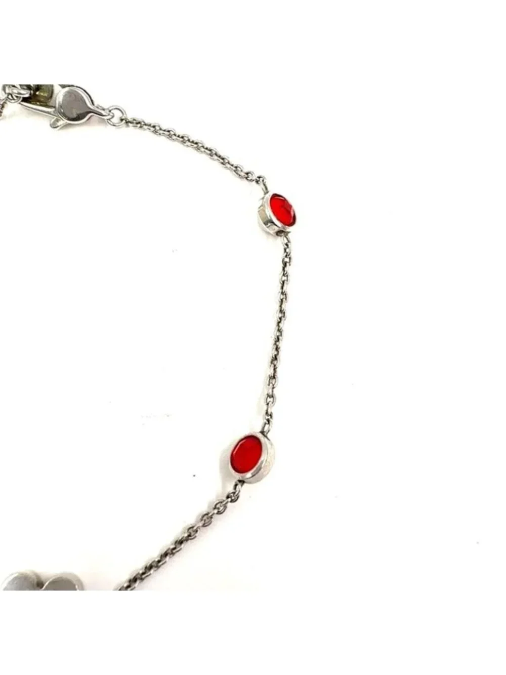 Gucci Trademark Heart Crystal Silver Red Bracelet - Picture 8 of 10